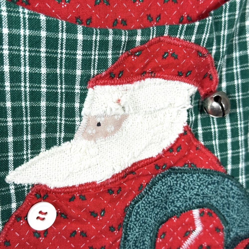 Vintage Handmade Christmas Dress Girls‎ 10 12 Plaid Midi Jumper Santa Cottage - Picture 8 of 10